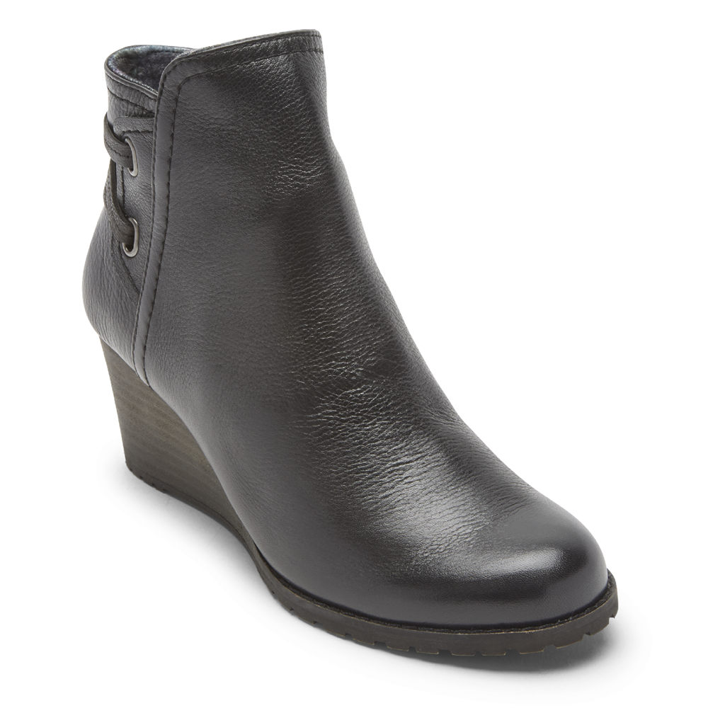 Rockport Singapore Womens Boots - Cobb Hill Lucinda Back Tie Black - UA4256310